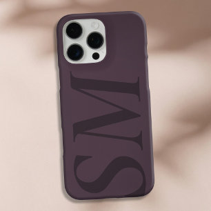Coques iPhone 16 Pro Max Élégant violet gras monogramme initial