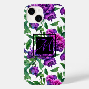 Coque Pour iPhone 14 Elégant violet magenta rose de l'aquarelle pivoine