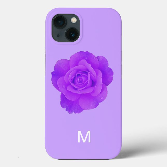 Coques Case-Mate iPhone Élégant Violet violet violet Floral Rose Monogramm (Verso)