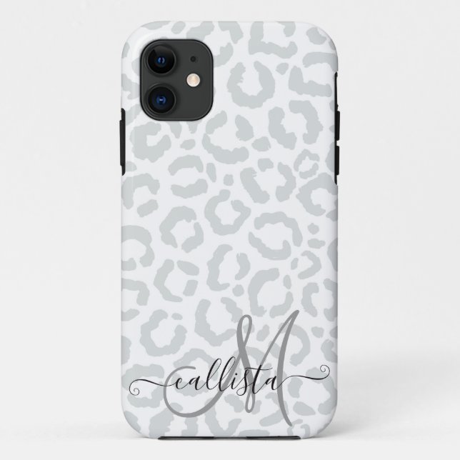 Coques Case-Mate iPhone Elegant White Gray Leopard Cheetah Animal Print (Dos)