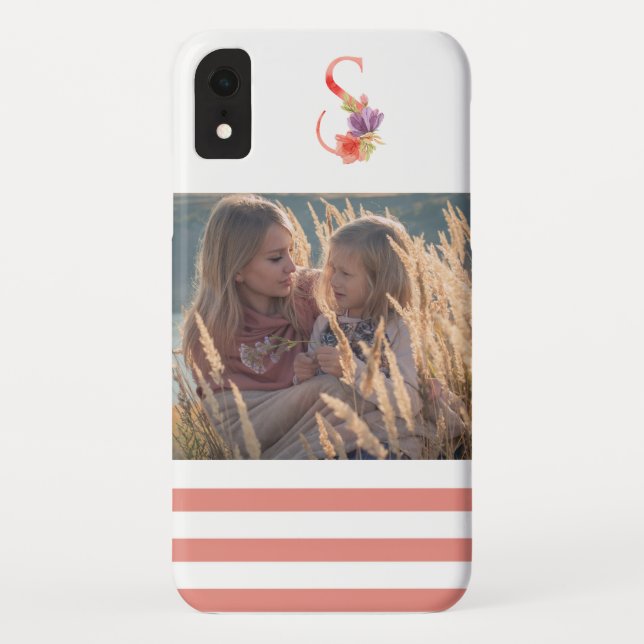 Coques Case-Mate iPhone Elégante aquarelle Florale Monogramme "S" Photo (Dos)
