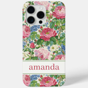 Coque iPhone 15 Pro Max Élégante aquarelle florale rose personnalisée