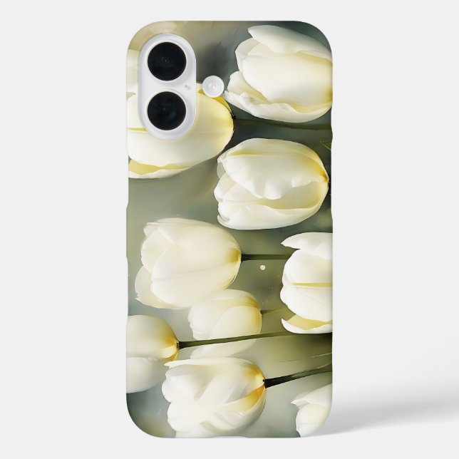 Coques Case-Mate iPhone Élégante bande de tulipes blanches dans un jardin  (Verso)