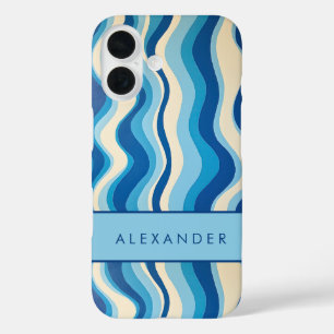 Coque Pour iPhone 16 Élégante bande verticale ondulée rétro