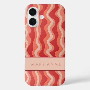 Coque Pour iPhone 16 Élégante bande verticale ondulée rétro