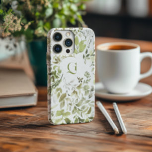 Coques iPhone 16 Pro Max Élégante Botanique Florale   Monogramme Initial 