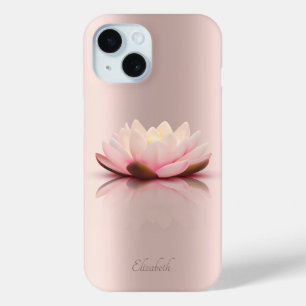 Coque Pour iPhone 15 Élégante Classique Fleur de Lotus Or Rose
