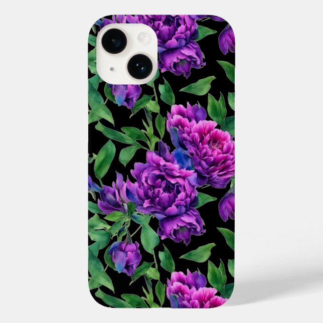 Coques Case-Mate iPhone Élégante couleur magenta violet fleurs (Verso)