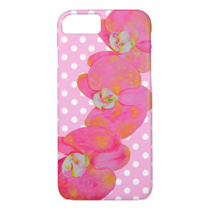 Coque Case-Mate Pour iPhone Elégante couleur rose rétro orchidées pois
