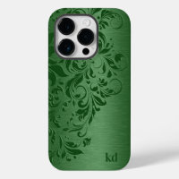 Élégante Dentelle Florale Verte Sur Vert