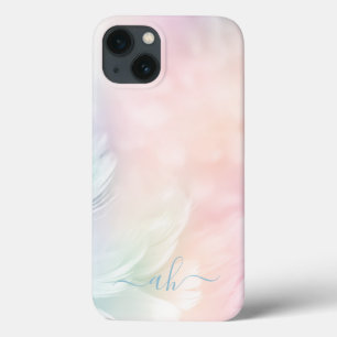 Case-Mate iPhone Case Élégante fille monogramme Pastel Plume arc-en-ciel