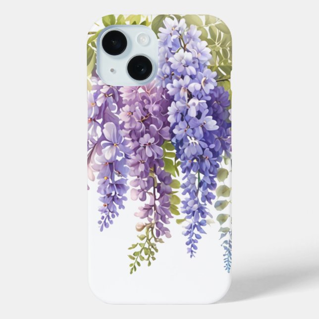 Coques Case-Mate iPhone Elégante glycine d'aquarelle violette bleu floral (Verso)