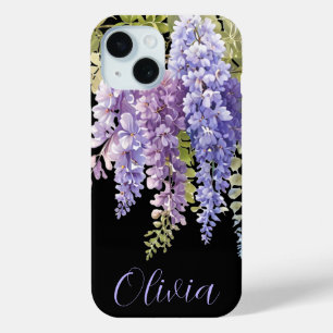 Coque Pour iPhone 15 Elégante glycine florale violette