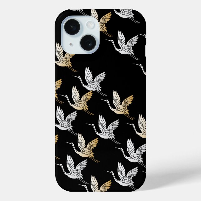 Coques Case-Mate iPhone Elégante Grue Noire Or Art Japonais Moderne (Verso)