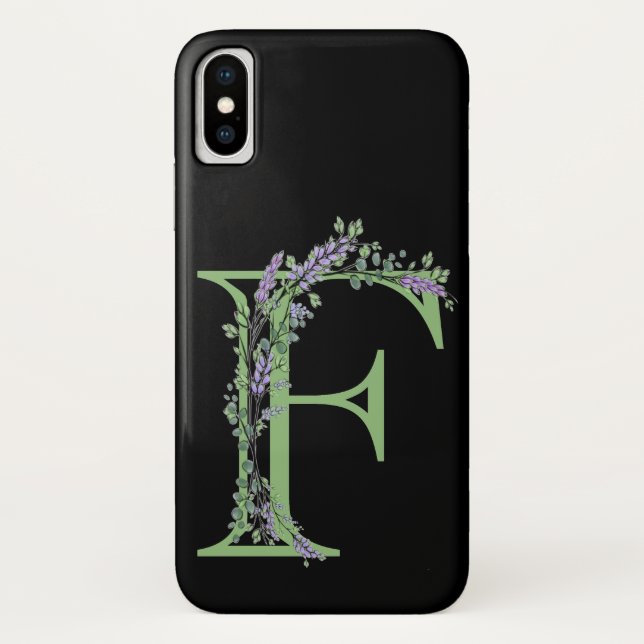 Coques Case-Mate iPhone Elégante lettre alphabétique F Lavender Eucalyptus (Dos)