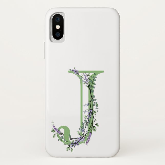 Coques Case-Mate iPhone Elégante lettre alphetbet J Lavender Eucalyptus (Dos)