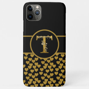 Case-Mate iPhone Case Élégante lettre Monogramme noir et or "T"