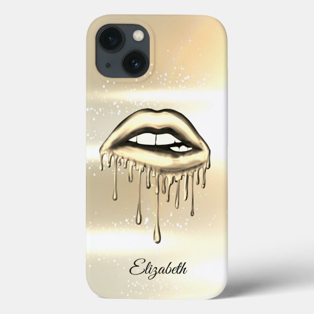 Coques Case-Mate iPhone Élégante Lèvres à séchage métallique Faux Gold (Verso)