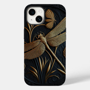 Coque Pour iPhone 14 Elégante libellule d'or en Filigree de bronze