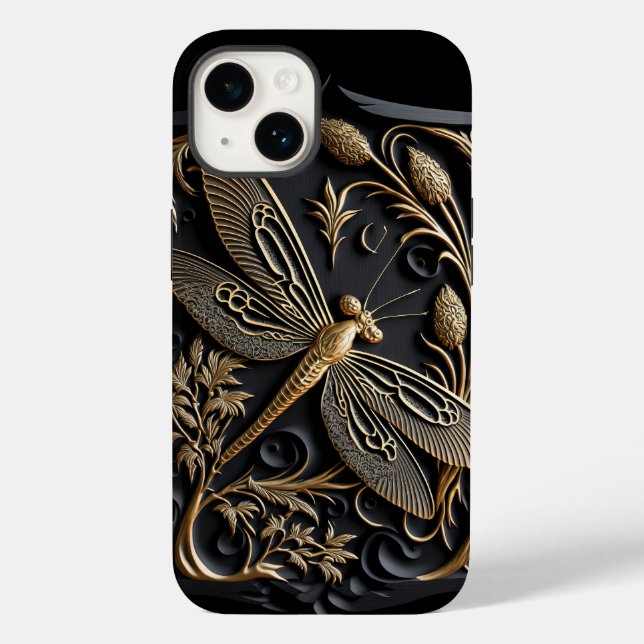 Coques Case-Mate iPhone Elégante libellule d'or en Filigree de bronze (Verso)