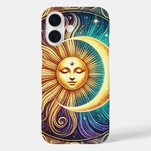 Coque Pour iPhone 16 Élégante Lune et Sun Céleste Art