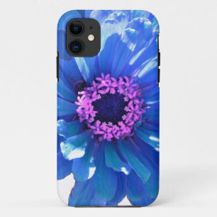 Coques Pour iPhone Elégante marguerite florale bleu zinnia dahlia