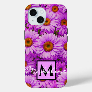 Coque Pour iPhone 15 Élégante marguerite florale magenta rose foncé