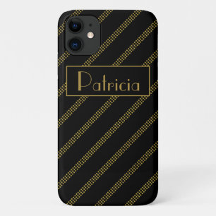 Case-Mate iPhone Case Élégante Noir moderne lignes or pointillé