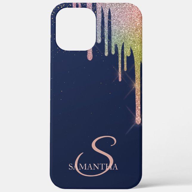 Coques Case-Mate iPhone Elégante Parties scintillant arc-en-ciel, bleu mar (Verso)