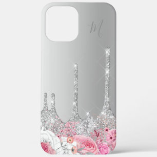 Case-Mate iPhone Case Élégante parties scintillant d'argent floral ros