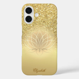 Coque Pour iPhone 16 Elégante Parties scintillant or Bokeh Lotus