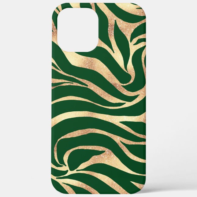 Coques Case-Mate iPhone Elégante Parties scintillant or Zebra Green Poster (Verso)