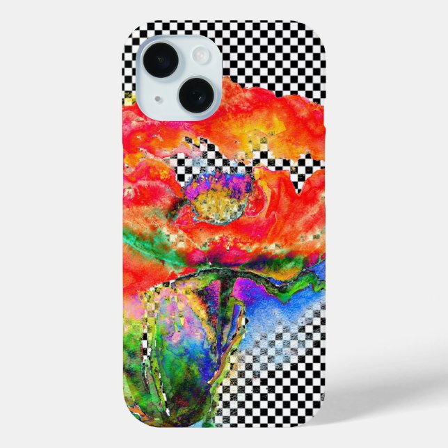 Coques Case-Mate iPhone Elégante peinture abstraite à l'aquarelle rouge (Verso)