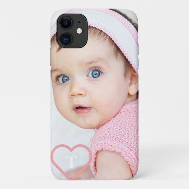 Coques Case-Mate iPhone Elégante photo bébé miniature personnalisée & coeu (Dos)