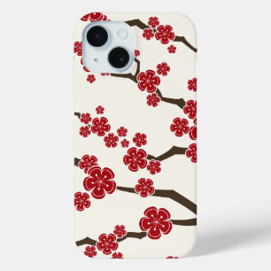 Coque Pour iPhone 15 Élégante Rouge Sakura Cerise Fleurs Fleurs Fleurs