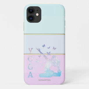 Case-Mate iPhone Case Élégante silhouette de fille de yoga rayée moderne