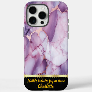 Coques iPhone 16 Pro Max Elégante texture en marbre avec veines violettes e
