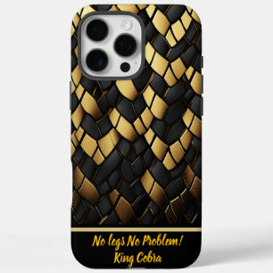 Coques iPhone 16 Pro Max Élégante texture motif de serpent noir et or
