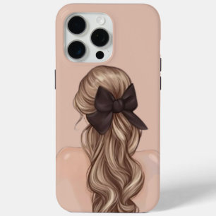 Coque iPhone 15 Pro Max Élégante Vue arrière fille avec Bow Phone Case