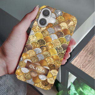 Coque Pour iPhone 16 Élégantes échelles de sirène en or