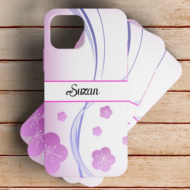 Coques Case-Mate iPhone Élégantes fleurs de sakura rose doux customisées (Créateur téléchargé)