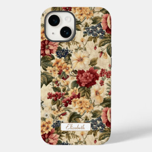 Coque Pour iPhone 14 Élégantes fleurs Vintages Arrière - plan ivoire