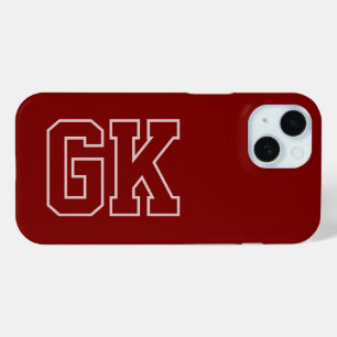 Coque Pour iPhone 15 Élégantes Initiales Monogramme Blanc Bourgogne Mod