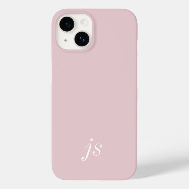 Coques Case-Mate iPhone Élégantes Initiales Monogramme Rose Pâle Blanc Mod (Verso)
