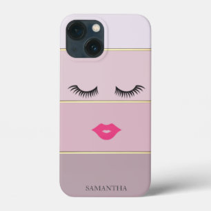 Case-Mate iPhone Case Élégantes Rayures Modernes, Cils, Lèvres -Personn