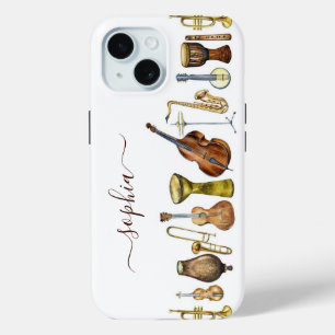 Coque Pour iPhone 15 Élégants instruments de musique aquarelle personna