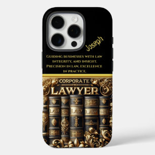 Coques iPhone 16 Pro Élégants livres de droit décorés dans les tons or