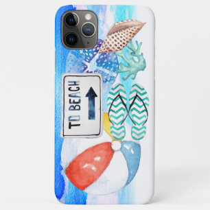 Coque iPhone 11 Pro Max Éléments d'aquarelle de plage