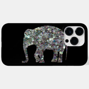 Coque Pour Pour iPhone 14 Pro Max Éléphant argenté coloré scintillant de mosaïque
