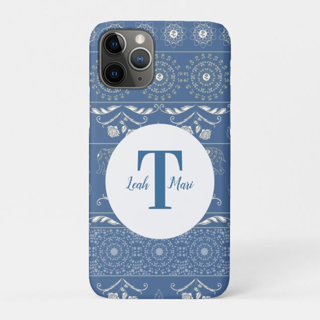 Coques Case-Mate iPhone Éléphant Bleu Mandala  (Dos)
